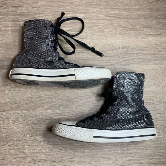 Converse One Star girls sparkly high tops sneakers - Picture 4 of 11